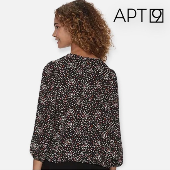 APT 9 MINI HEART BLOUSE PETITE SMALL - Picture 2 of 9